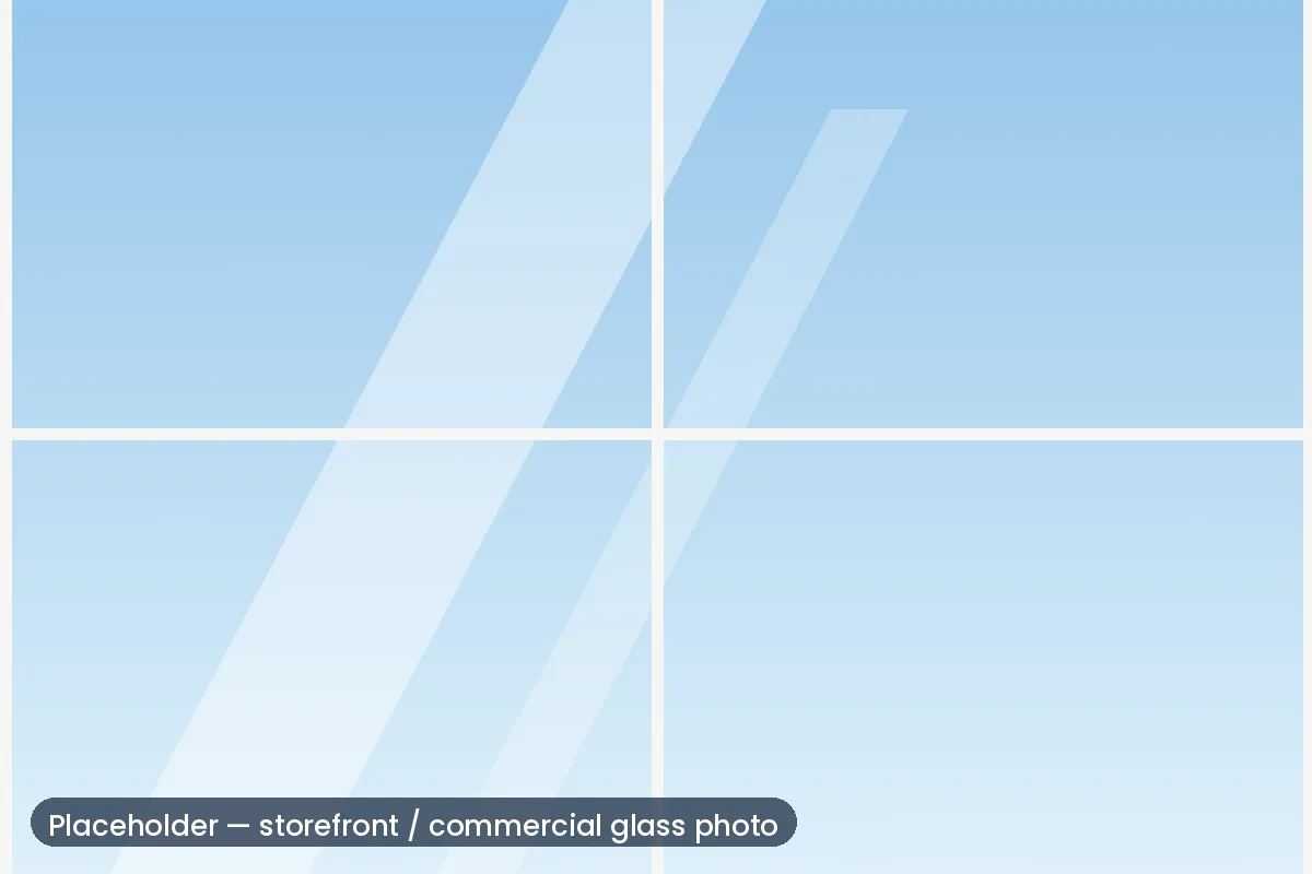 Commercial storefront with spotless glass reflecting a bright Florida sky